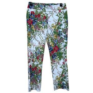 Up! Floral Stretch Pull-On Pants size 12 Garden Summer Spring Crop Resort